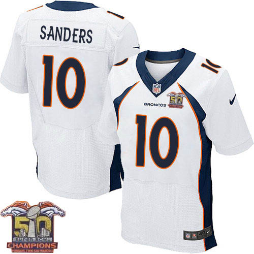 Men's Elite Emmanuel Sanders Super Bowl 50 Champions Nike Jersey White Road - #10 NFL Denver Broncos